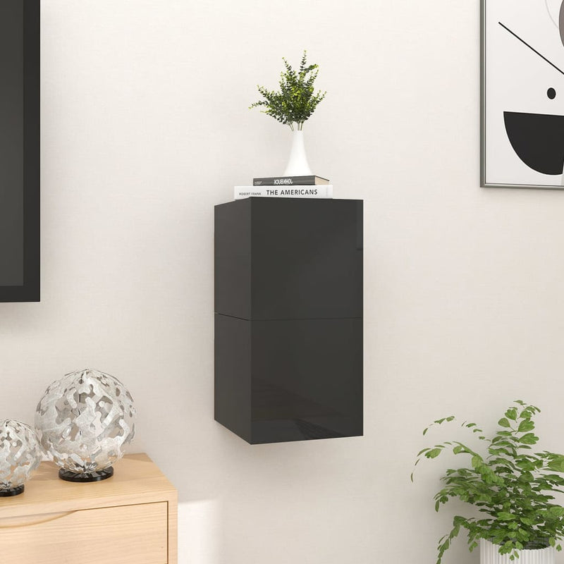 Wall Mounted TV Cabinets 2 pcs High Gloss Black 30.5x30x30 cm