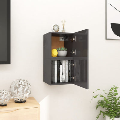 Wall Mounted TV Cabinets 2 pcs High Gloss Grey 30.5x30x30 cm
