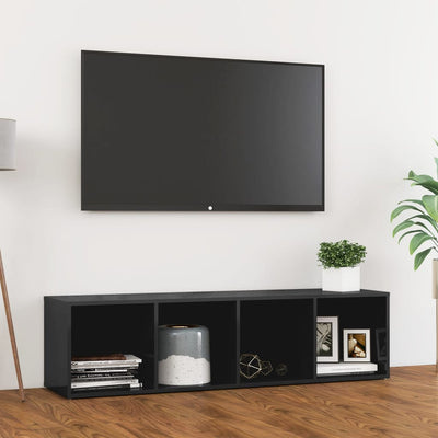 TV Cabinet High Gloss Grey 142.5x35x36.5 cm Engineered Wood