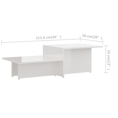 Coffee Table High Gloss White 111.5x50x33 cm Engineered Wood