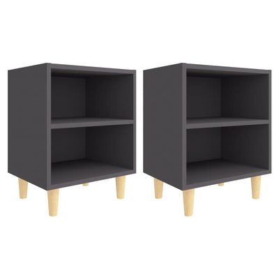 Bed Cabinets with Solid Wood Legs 2 pcs Grey 40x30x50 cm - Payday Deals