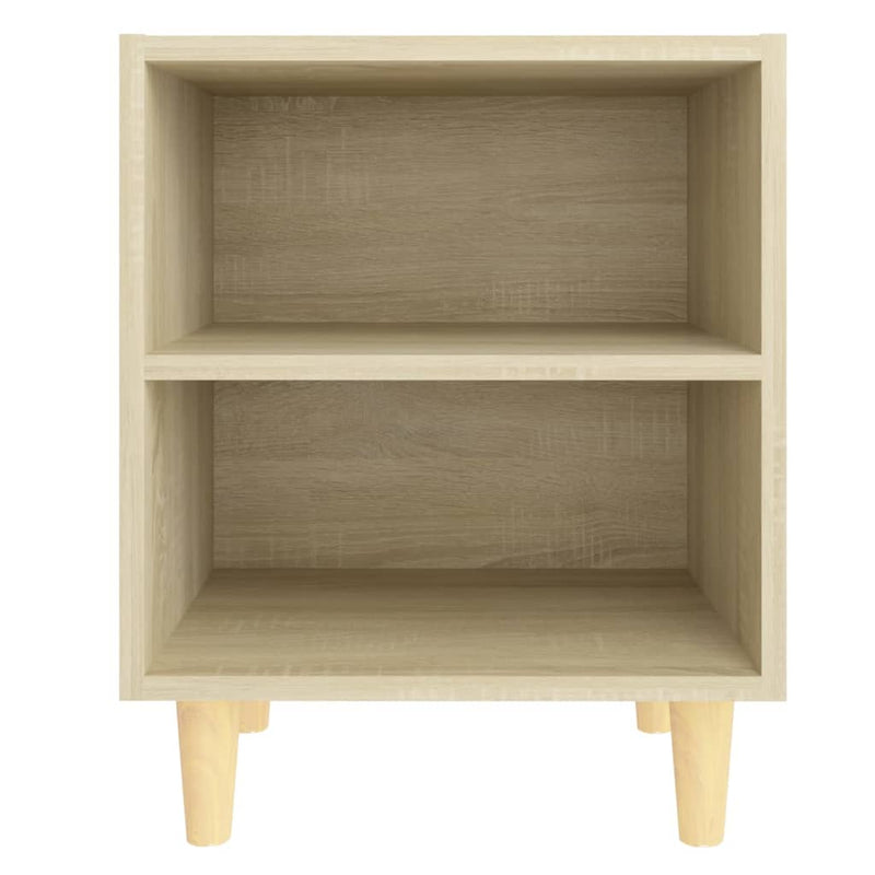 Bed Cabinet with Solid Wood Legs Sonoma Oak 40x30x50 cm