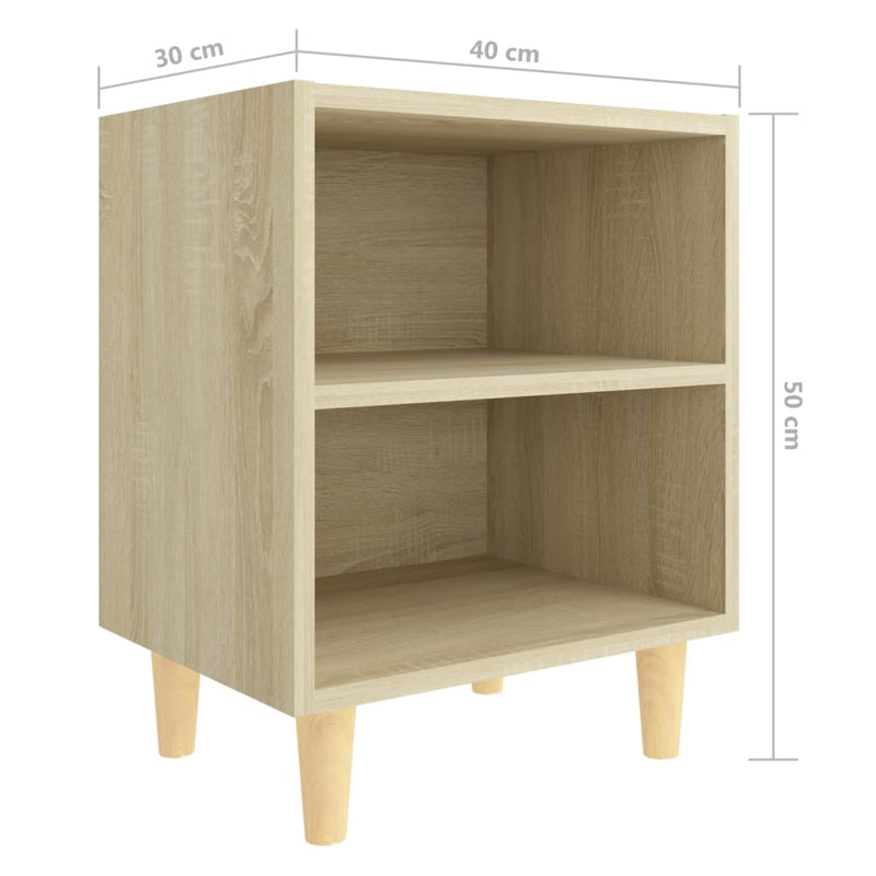 Bed Cabinet with Solid Wood Legs Sonoma Oak 40x30x50 cm