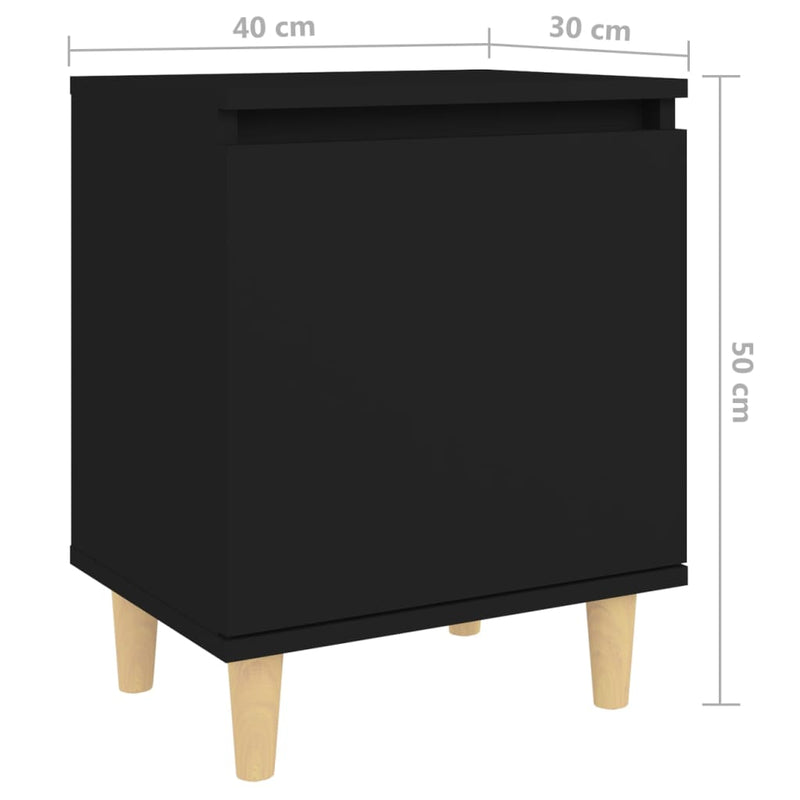 Bed Cabinet with Solid Wood Legs Black 40x30x50 cm - Payday Deals