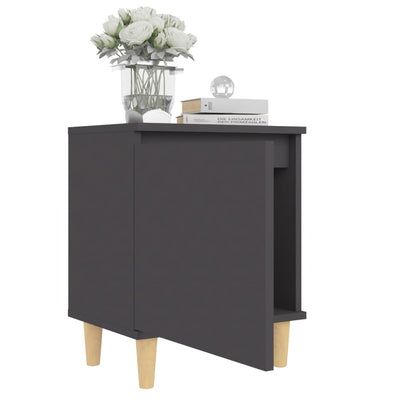 Bed Cabinets with Solid Wood Legs 2 pcs Grey 40x30x50 cm