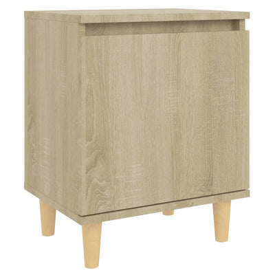 Bed Cabinets with Solid Wood Legs 2 pcs Sonoma Oak 40x30x50 cm - Payday Deals
