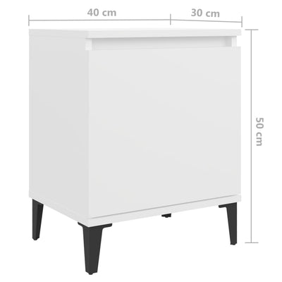 Bed Cabinets with Metal Legs 2 pcs White 40x30x50 cm - Payday Deals
