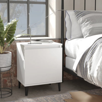 Bed Cabinets with Metal Legs 2 pcs White 40x30x50 cm