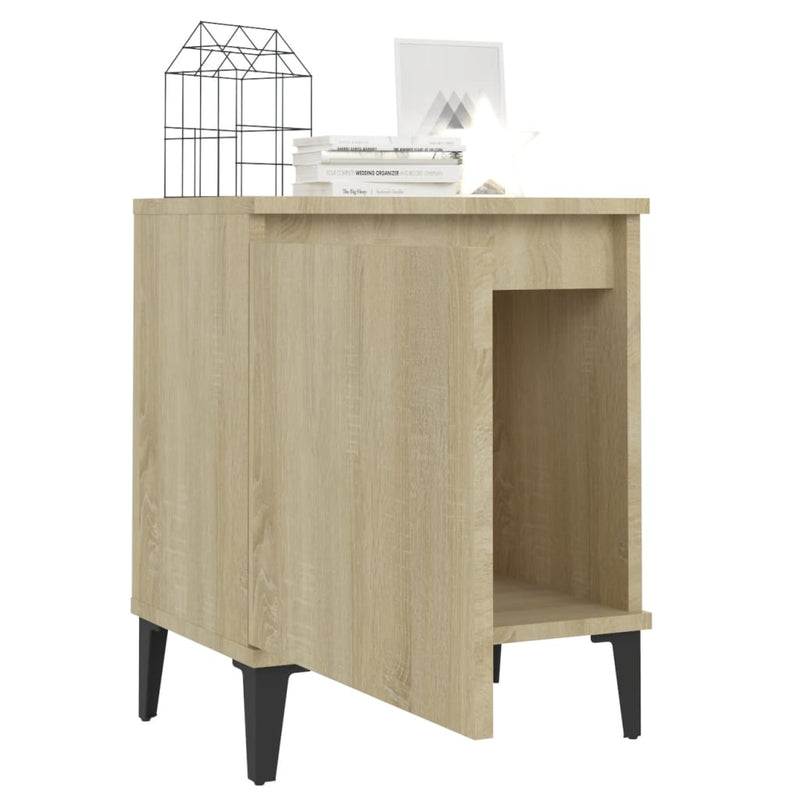 Bed Cabinet with Metal Legs Sonoma Oak 40x30x50 cm