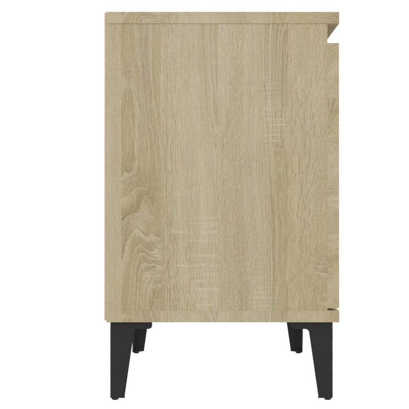 Bed Cabinet with Metal Legs Sonoma Oak 40x30x50 cm