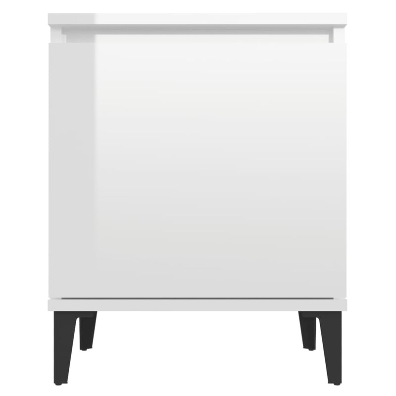 Bed Cabinet with Metal Legs High Gloss White 40x30x50 cm