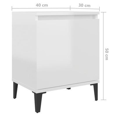 Bed Cabinets with Metal Legs 2 pcs High Gloss White 40x30x50 cm - Payday Deals