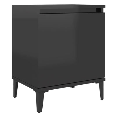 Bed Cabinets with Metal Legs 2 pcs High Gloss Black 40x30x50 cm - Payday Deals