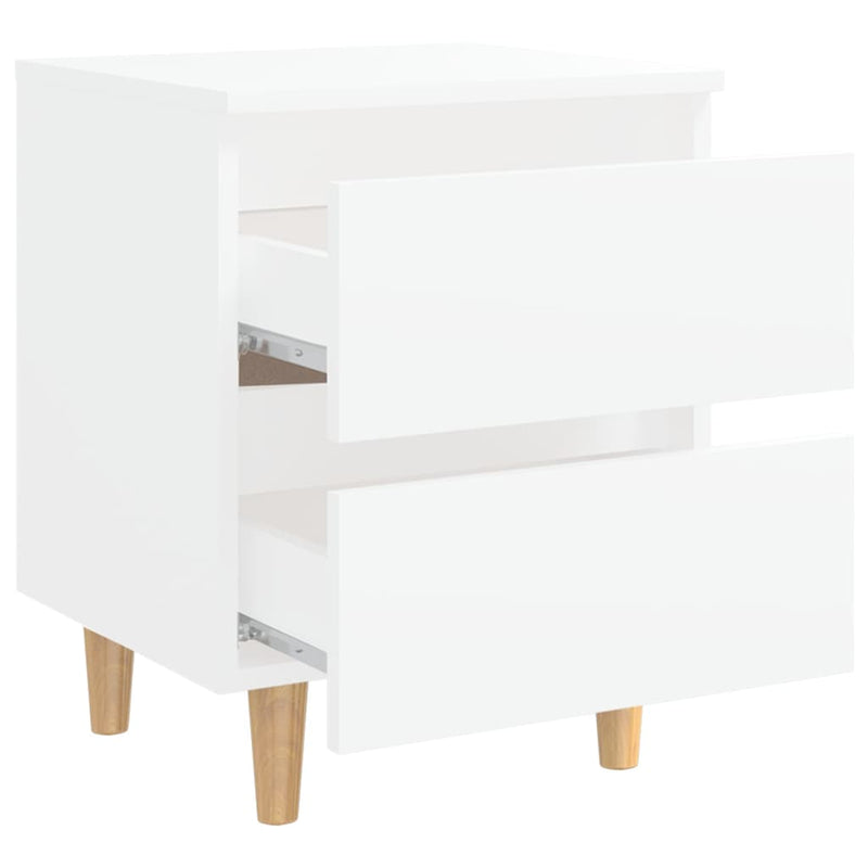 Bed Cabinets with Solid Pinewood Legs 2 pcs White 40x35x50 cm - Payday Deals