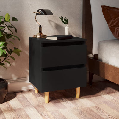 Bed Cabinet with Solid Pinewood Legs Black 40x35x50 cm - Payday Deals