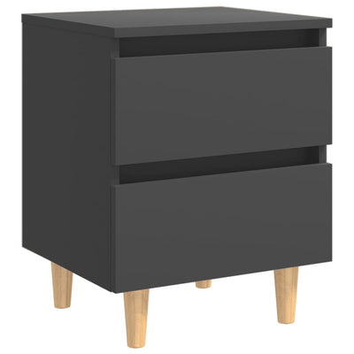Bed Cabinets with Solid Pinewood Legs 2 pcs Grey 40x35x50 cm