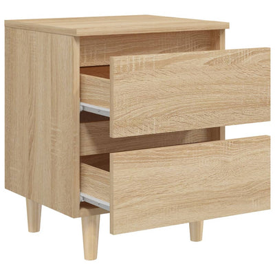 Bed Cabinet with Solid Pinewood Legs Sonoma Oak 40x35x50 cm