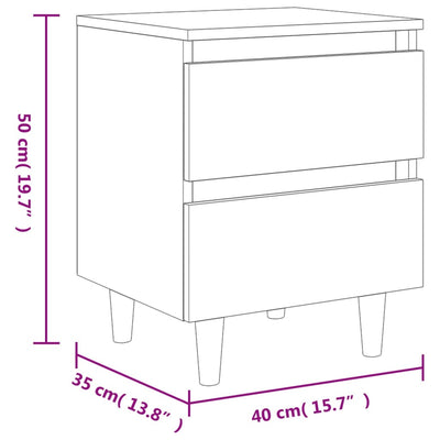 Bed Cabinets & Solid Pinewood Legs 2 pcs Sonoma Oak 40x35x50 cm