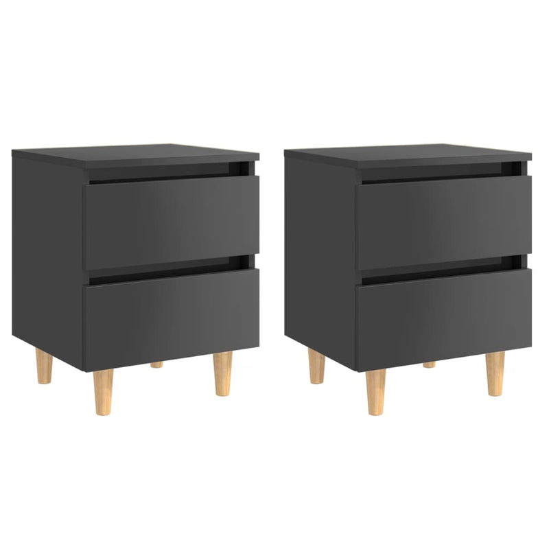 Bed Cabinets & Pinewood Legs 2 pcs High Gloss Grey 40x35x50 cm