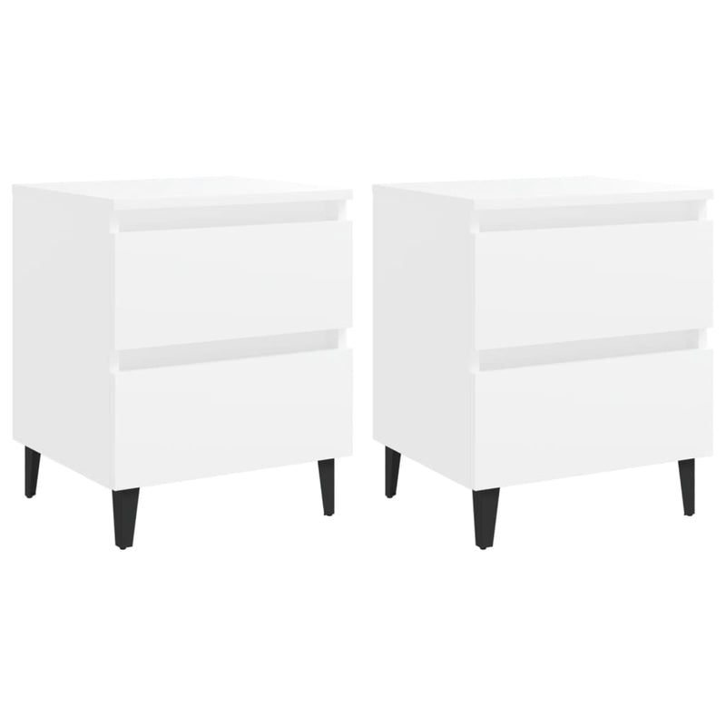 Bed Cabinets 2 pcs White 40x35x50 cm Chipboard