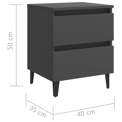 Bed Cabinet Grey 40x35x50 cm Chipboard