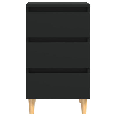 Bed Cabinet with Solid Wood Legs Black 40x35x69 cm - Payday Deals