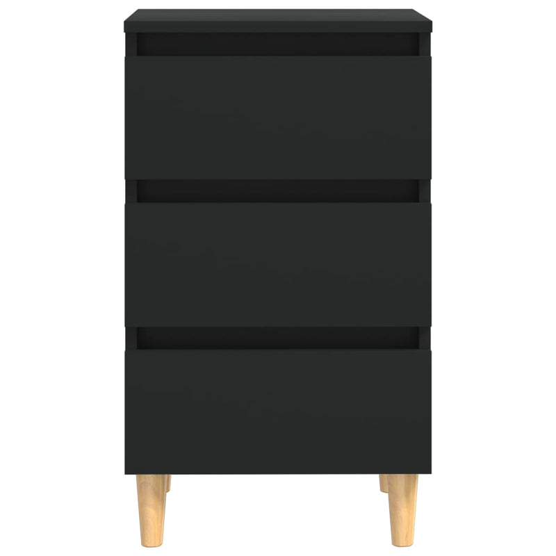 Bed Cabinets with Solid Wood Legs 2 pcs Black 40x35x69 cm - Payday Deals