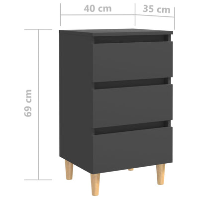 Bed Cabinets with Solid Wood Legs 2 pcs Grey 40x35x69 cm - Payday Deals