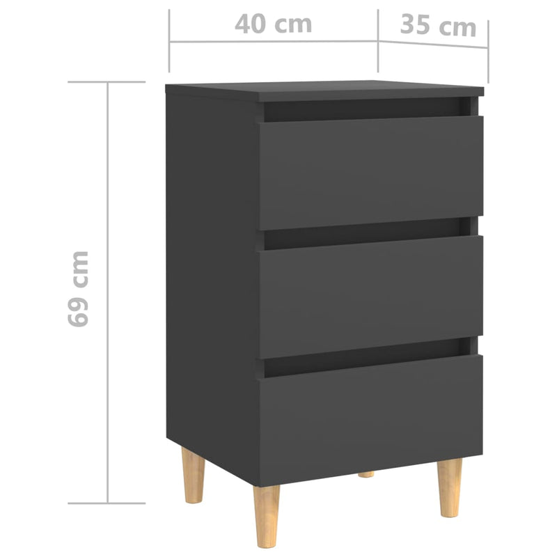 Bed Cabinets with Solid Wood Legs 2 pcs Grey 40x35x69 cm - Payday Deals
