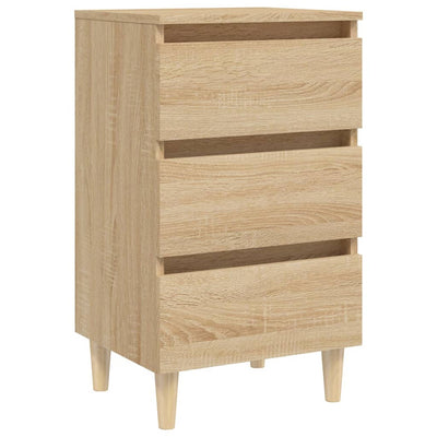 Bed Cabinet with Solid Wood Legs Sonoma Oak 40x35x69 cm