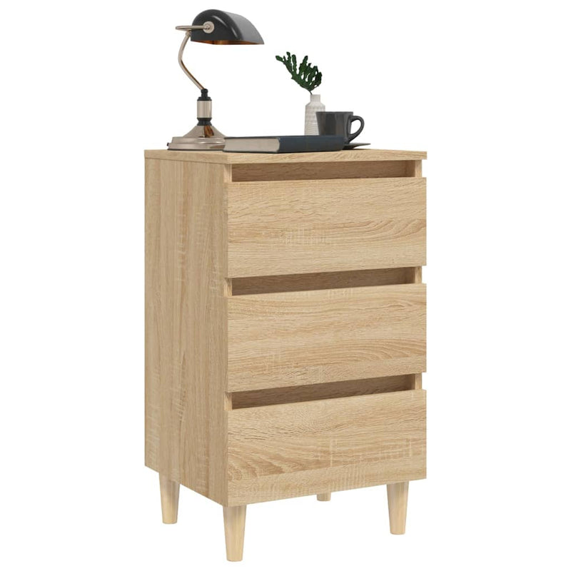 Bed Cabinet with Solid Wood Legs Sonoma Oak 40x35x69 cm