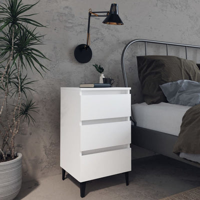 Bed Cabinet with Metal Legs 2 pcs White 40x35x69 cm - Payday Deals