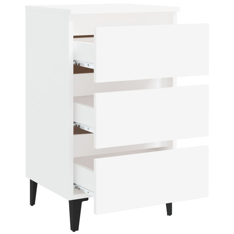 Bed Cabinet with Metal Legs 2 pcs White 40x35x69 cm - Payday Deals