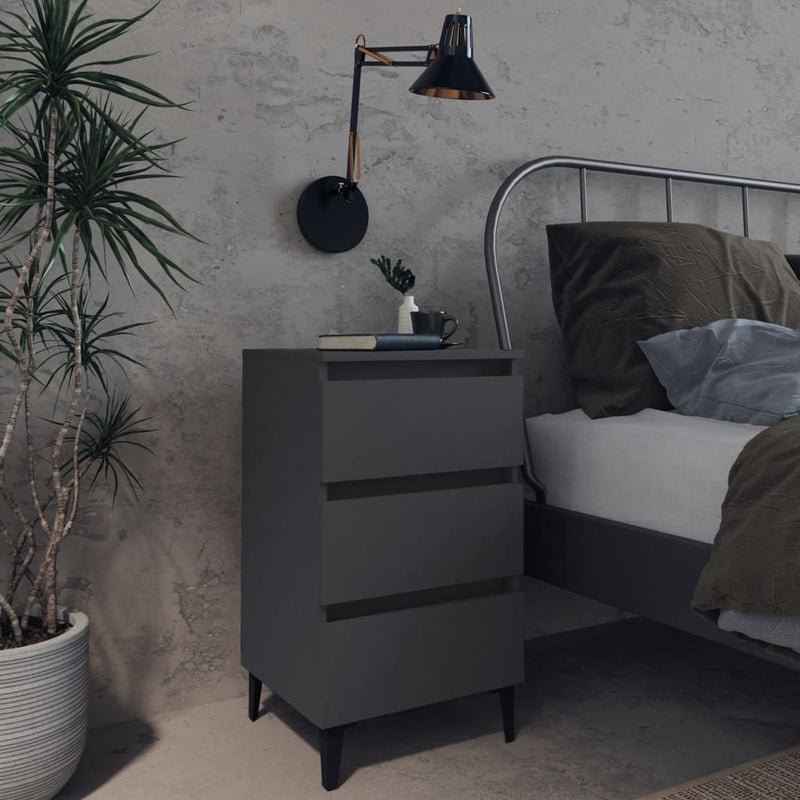 Bed Cabinet with Metal Legs 2 pcs Grey 40x35x69 cm - Payday Deals