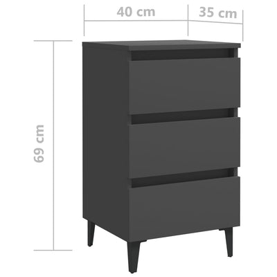 Bed Cabinet with Metal Legs 2 pcs Grey 40x35x69 cm - Payday Deals