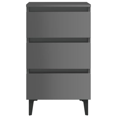 Bed Cabinet with Metal Legs High Gloss Grey 40x35x69 cm - Payday Deals