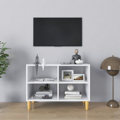 TV Cabinet with Solid Wood Legs Black 69.5x30x50 cm - Payday Deals