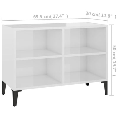 TV Cabinet with Metal Legs High Gloss White 69.5x30x50 cm - Payday Deals