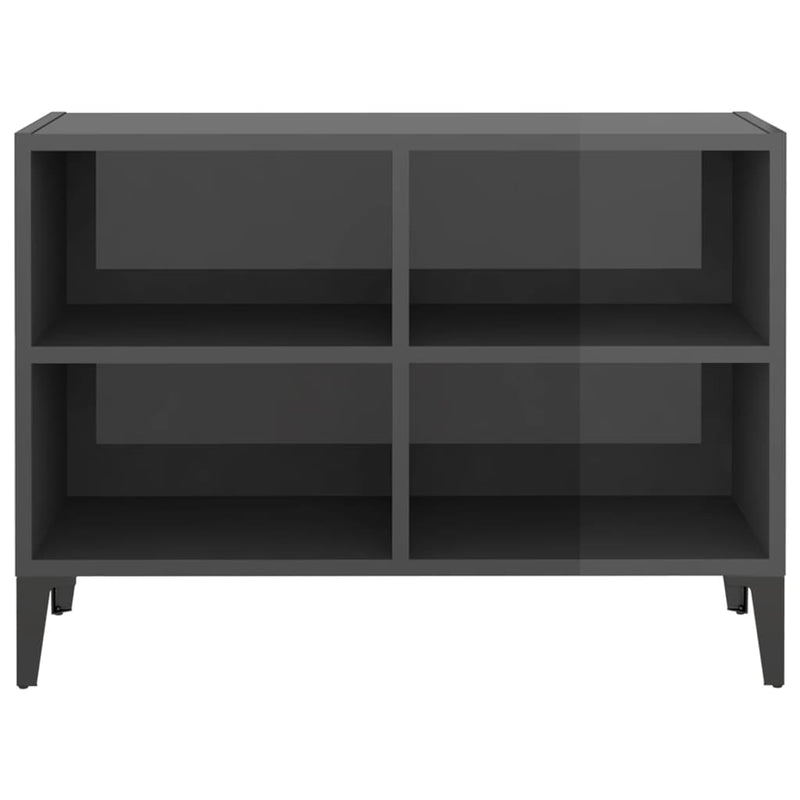 TV Cabinet with Metal Legs High Gloss Grey 69.5x30x50 cm - Payday Deals