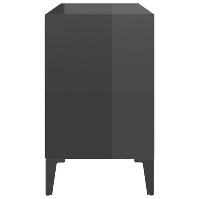 TV Cabinet with Metal Legs High Gloss Grey 69.5x30x50 cm - Payday Deals