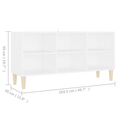 TV Cabinet with Solid Wood Legs White 103.5x30x50 cm
