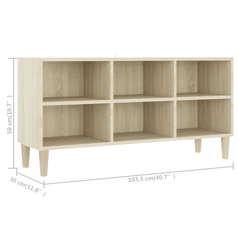TV Cabinet with Solid Wood Legs Sonoma Oak 103.5x30x50 cm