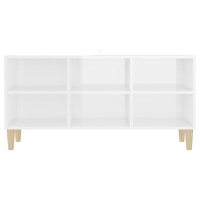 TV Cabinet with Solid Wood Legs High Gloss White 103.5x30x50 cm - Payday Deals