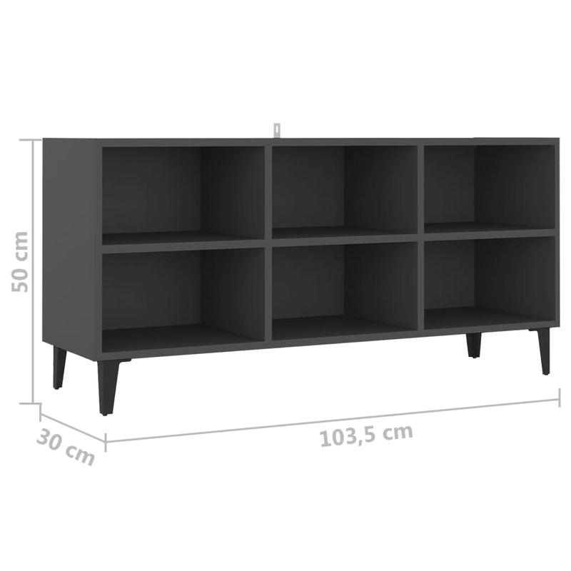 TV Cabinet with Metal Legs Grey 103.5x30x50 cm