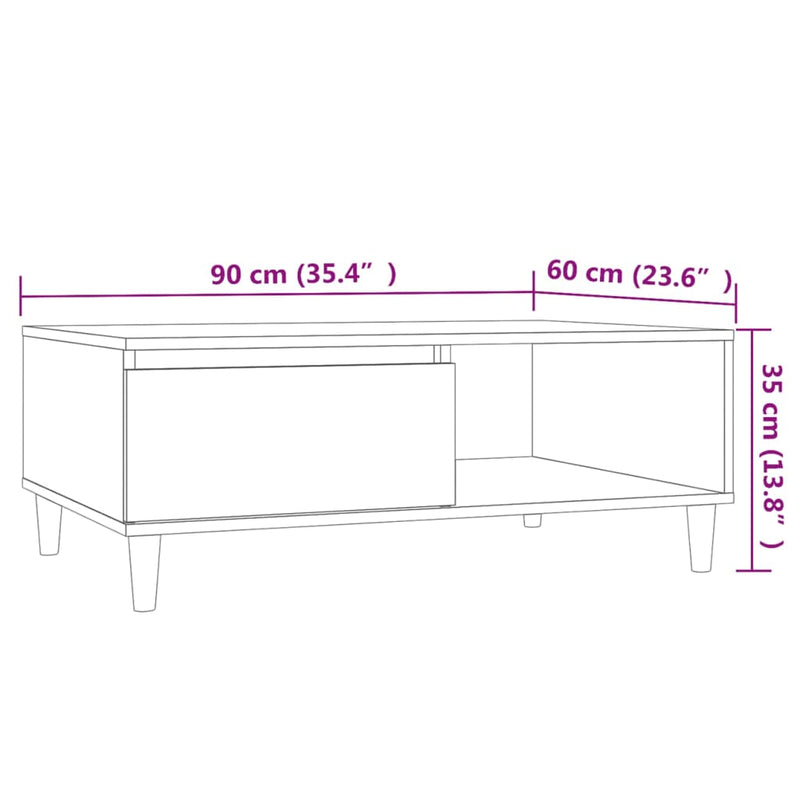 Coffee Table Concrete Grey 90x60x35 cm Chipboard
