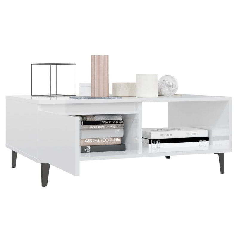 Coffee Table High Gloss White 90x60x35 cm Chipboard - Payday Deals