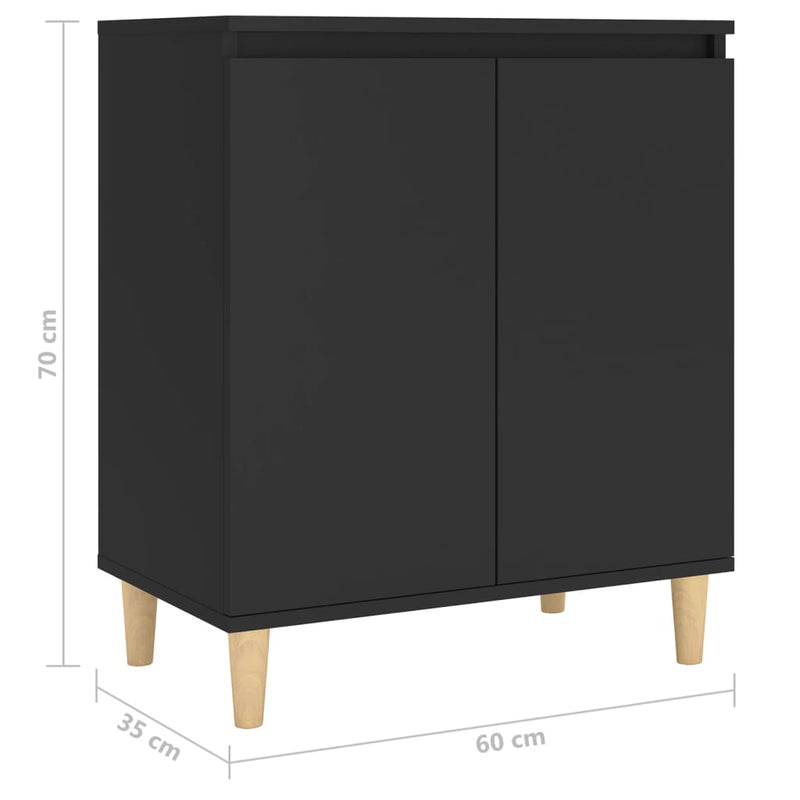 Sideboard with Solid Wood Legs Black 60x35x70 cm Chipboard - Payday Deals