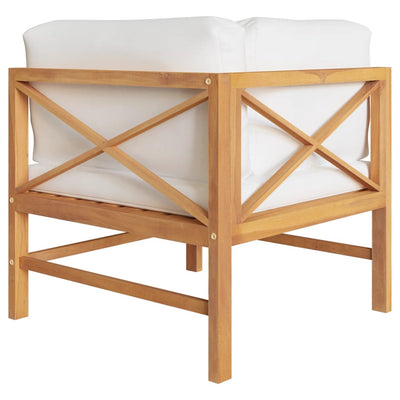 2-seater Garden Bench with Cream Cushions Solid Teak Wood