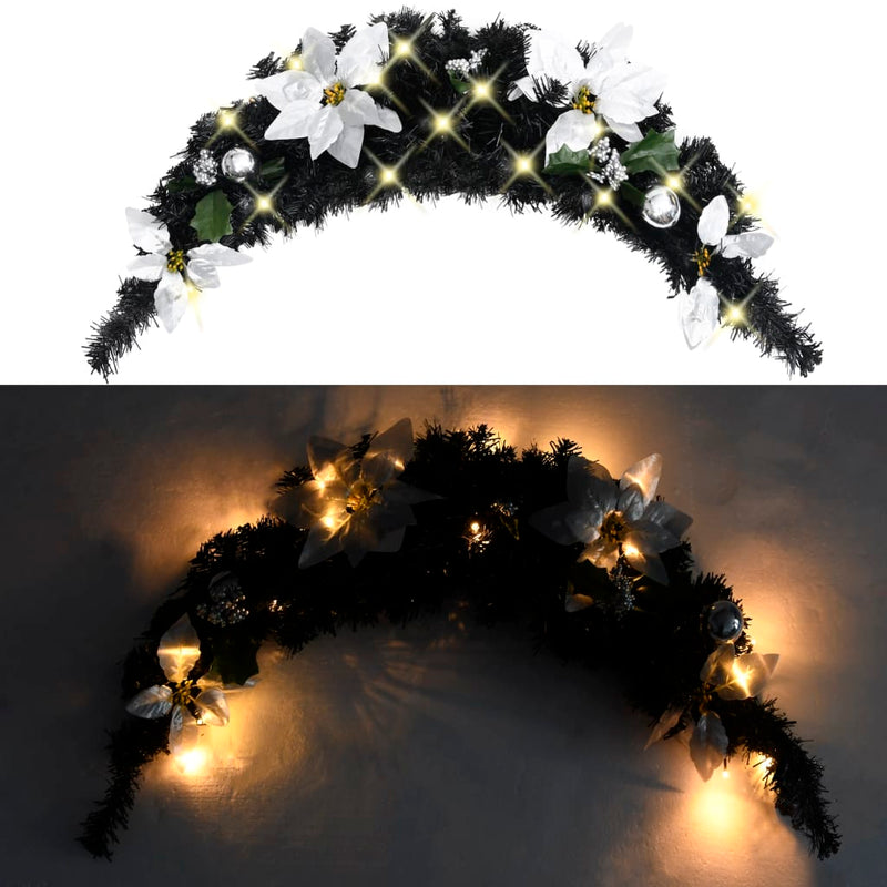 Christmas Arch with LED Lights Black 90 cm PVC