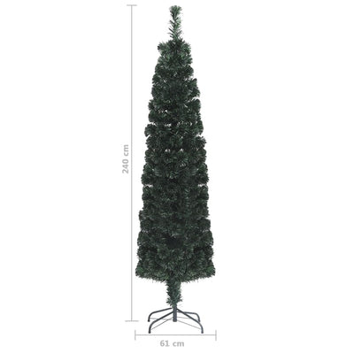 Artificial Slim Christmas Tree with Stand 240 cm Fibre Optic